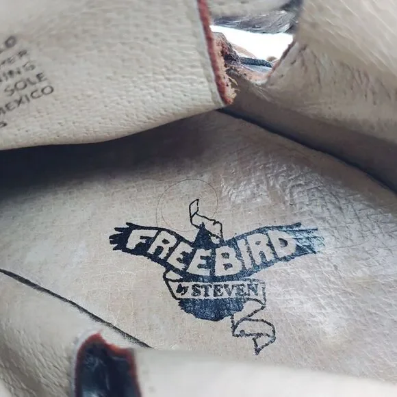 Freebird Women's Almond Toe Braided Buckled Straps Brown Leather Ankle Boots 10 - Picture 10 of 11